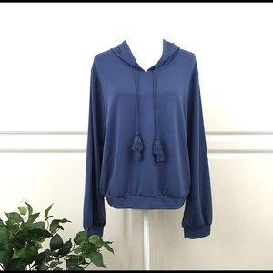 Bobeau Tassel Tie Pullover Hoodie